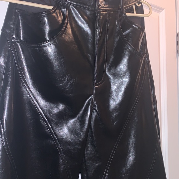 Cutout wide leg faux leather trousers - Picture 3 of 9